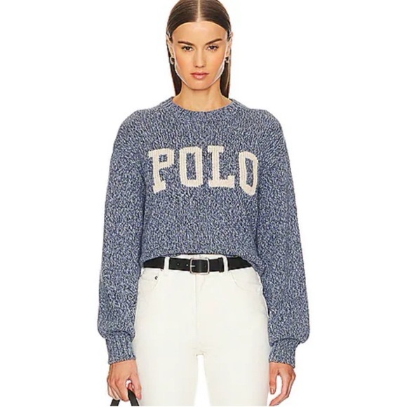 Polo Ralph Lauren Sweaters - NWT Polo Ralph Lauren Logo Intarsia Pullover in Denim Marl - Small